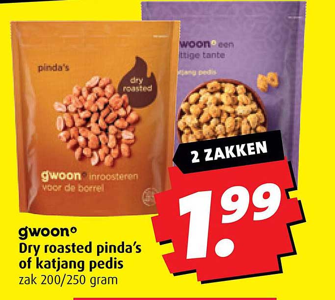 gwoon Dry roasted pinda’s of katjang pedis zak 200/250 gram