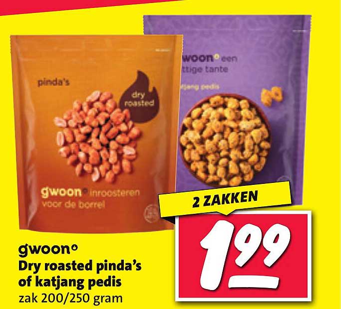 gwoon® Dry roasted pinda’s of katjang pedis zak 200/250 gram