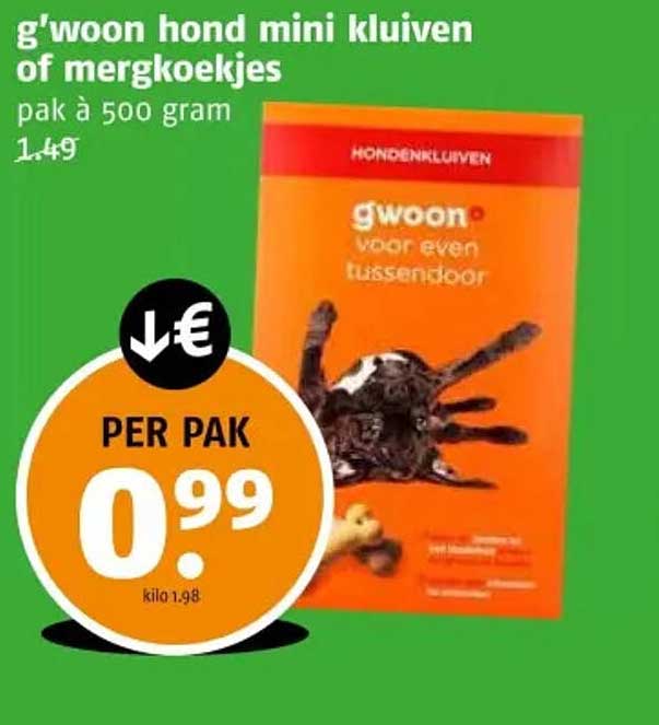g'woon hond mini kluiven of mergkoekjes pak à 500 gram