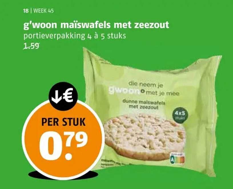 g'woon maïswafels met zeezout portieverpakking 4 à 5 stuks