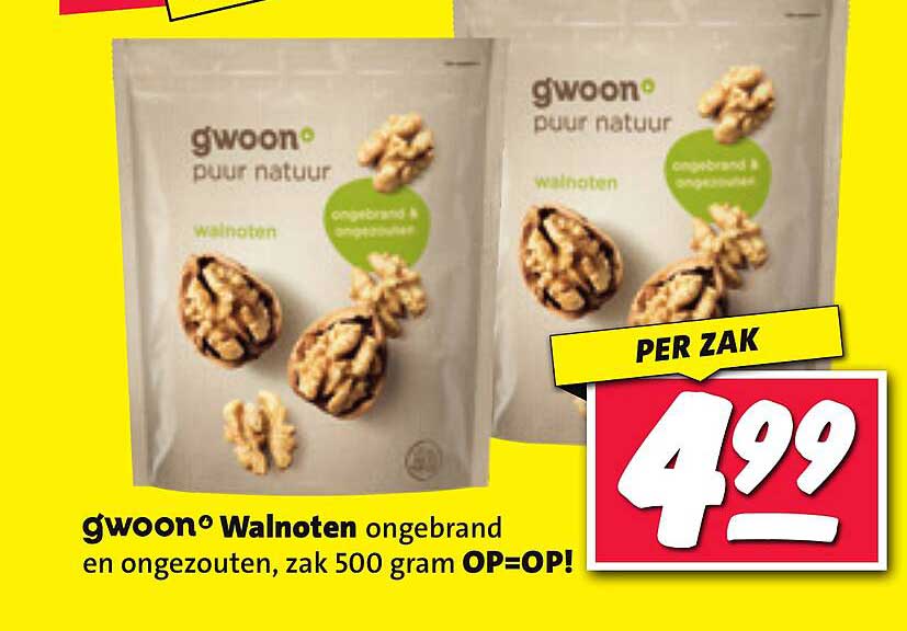 gwoon® Walnoten ongebrand en ongezouten, zak 500 gram