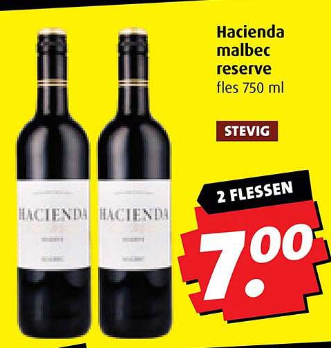 Hacienda malbec reserve fles 750 ml