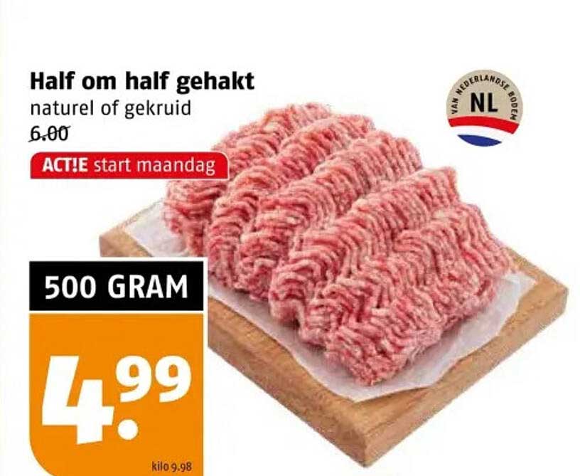 Half om half gehakt naturel of gekruid