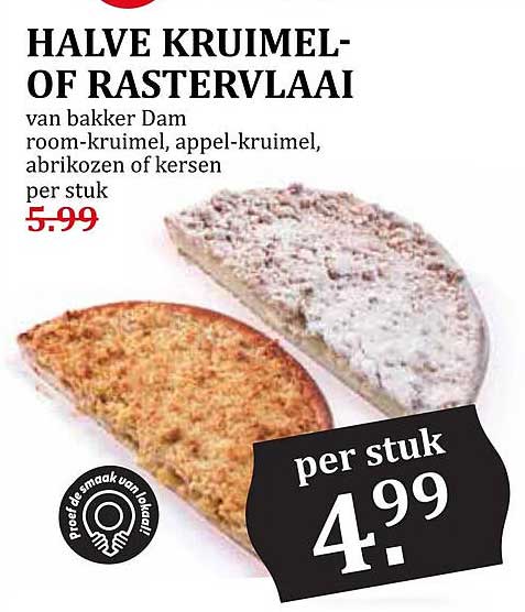 HALVE KRUIMEL- OF RASTERVLAAI
