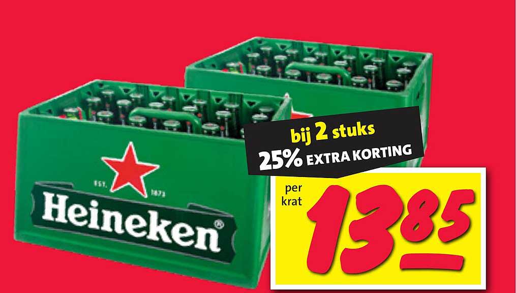 Heineken 25% EXTRA KORTING bij 2 stuks
