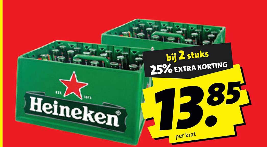 Heineken Krat bij 2 stuks 25% EXTRA KORTING