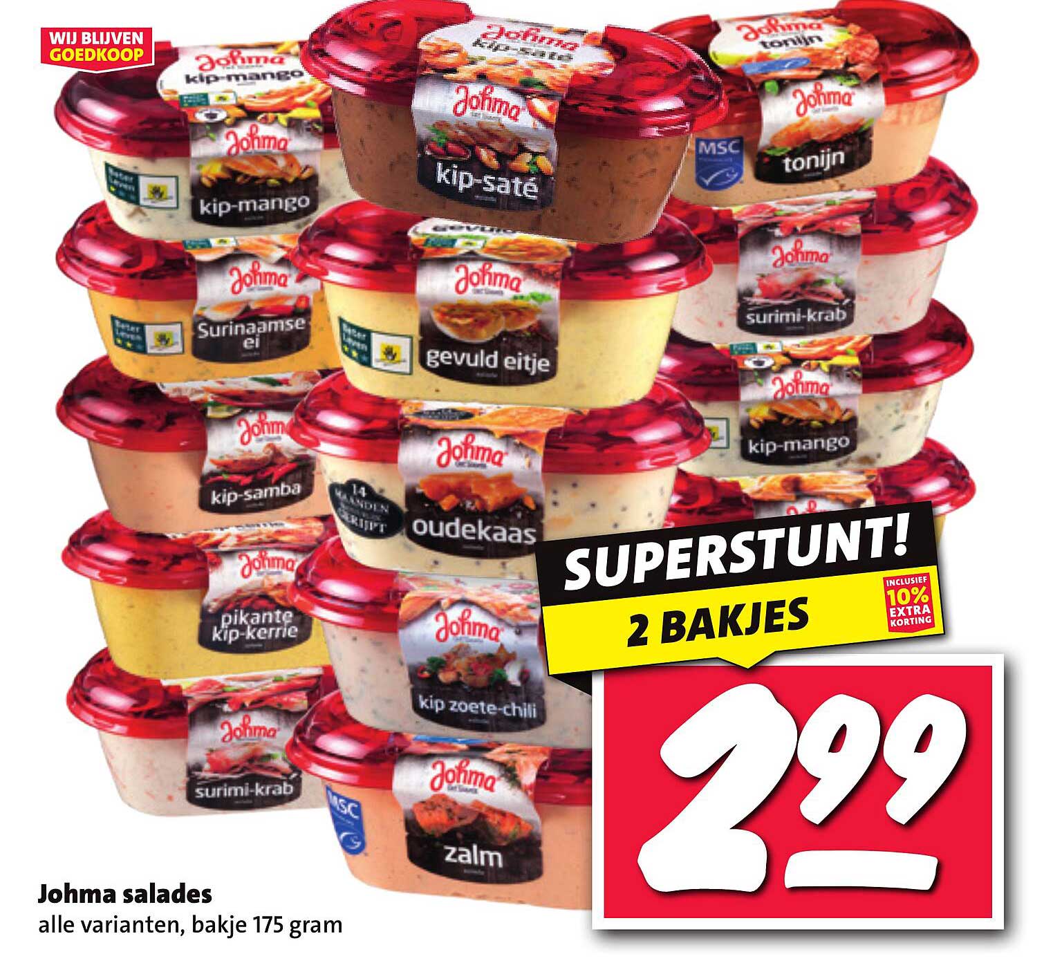 Johma salades alle varianten, bakje 175 gram