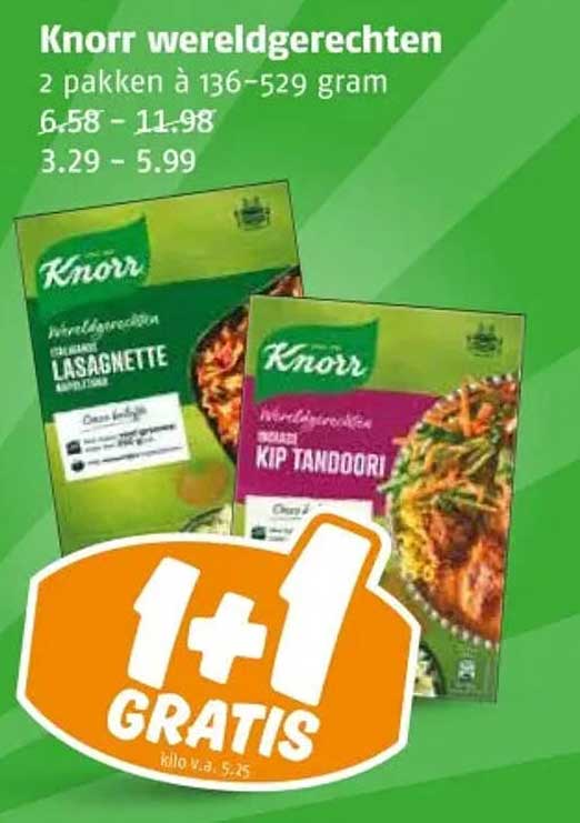 Knorr wereldgerechten 1+1 GRATIS