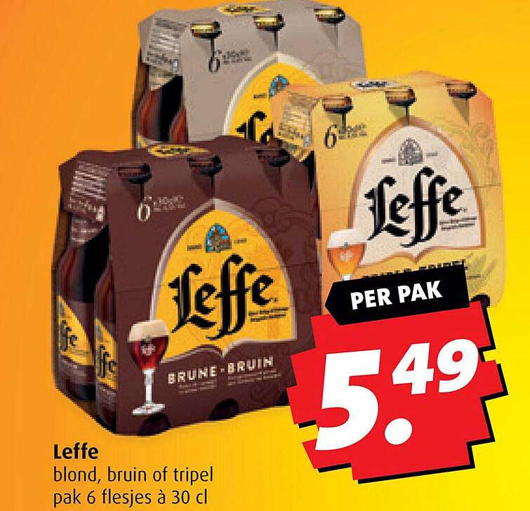 Leffe blond, bruin of tripel pak 6 flesjes à 30 cl