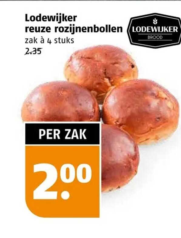 Lodewijker reuze rozijnenbollen zak à 4 stuks