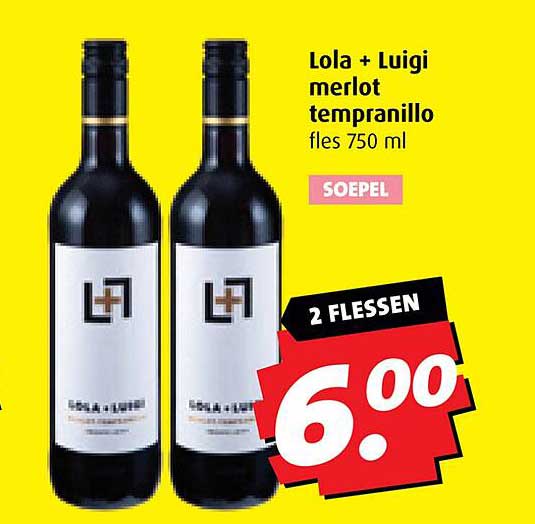 Lola + Luigi merlot tempranillo fles 750 ml