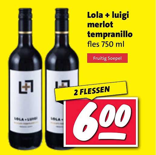 Lola + luigi merlot tempranillo fles 750 ml