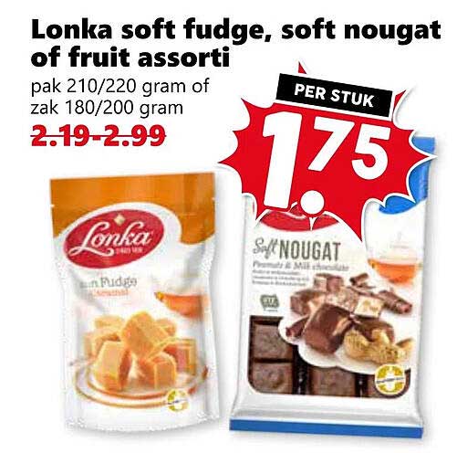 Lonka soft fudge, soft nougat of fruit assorti
