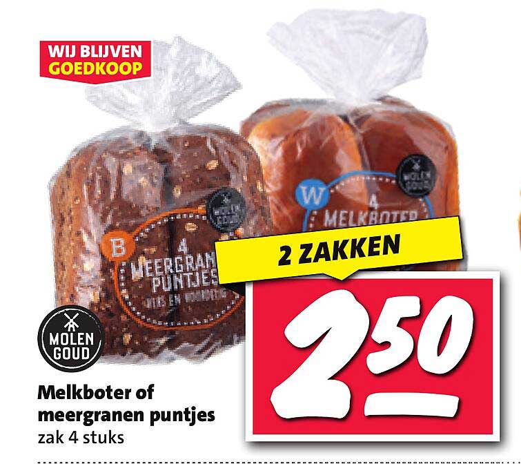 Melkboter of meergranen puntjes zak 4 stuks