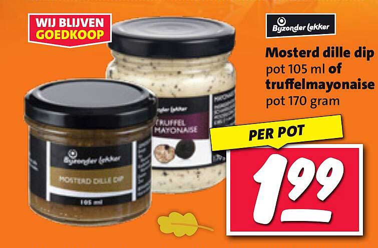 Mosterd dille dip pot 105 ml of truffelmayonaise pot 170 gram