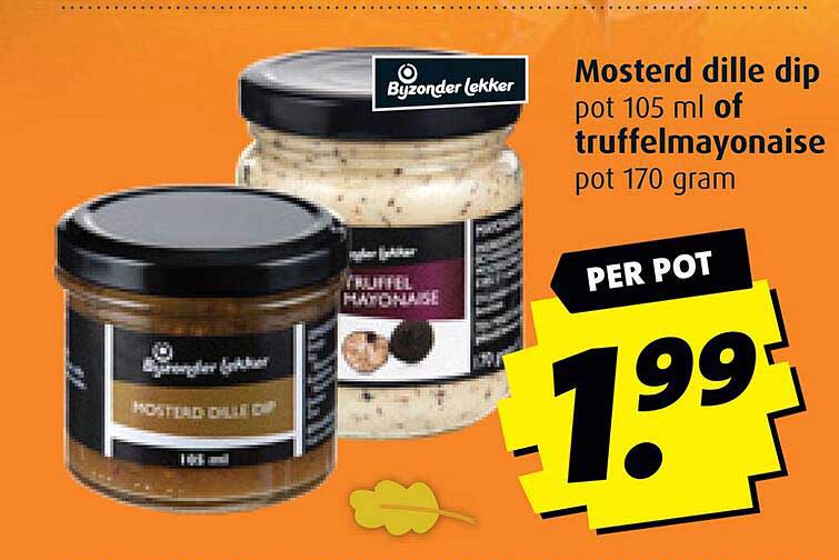 Mosterd dille dip pot 105 ml of truffelmayonaise pot 170 gram