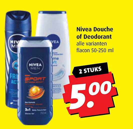 Nivea Douche of Deodorant alle varianten flacon 50-250 ml