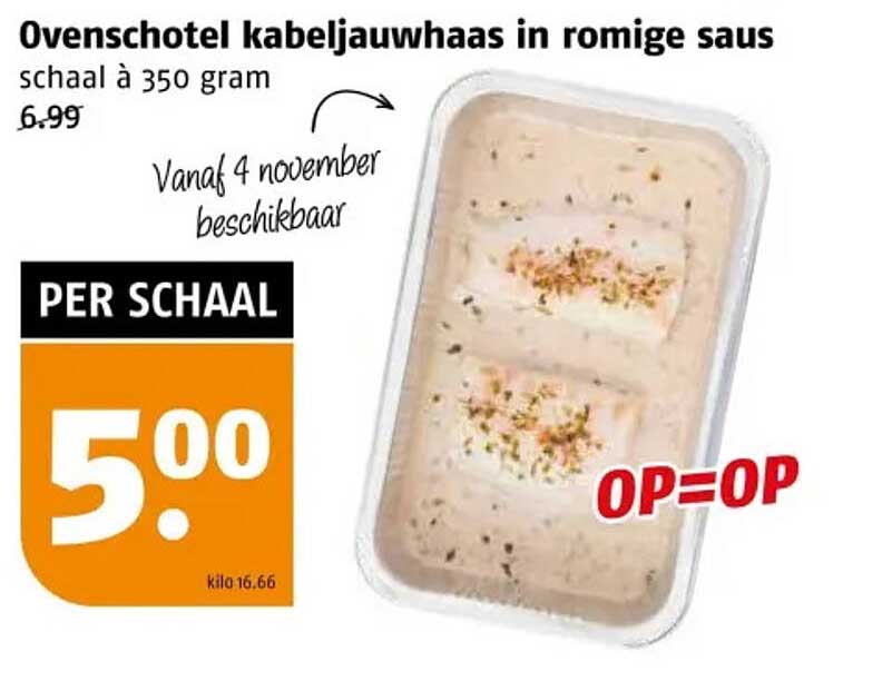 Ovenschotel kabeljauwhaas in romige saus