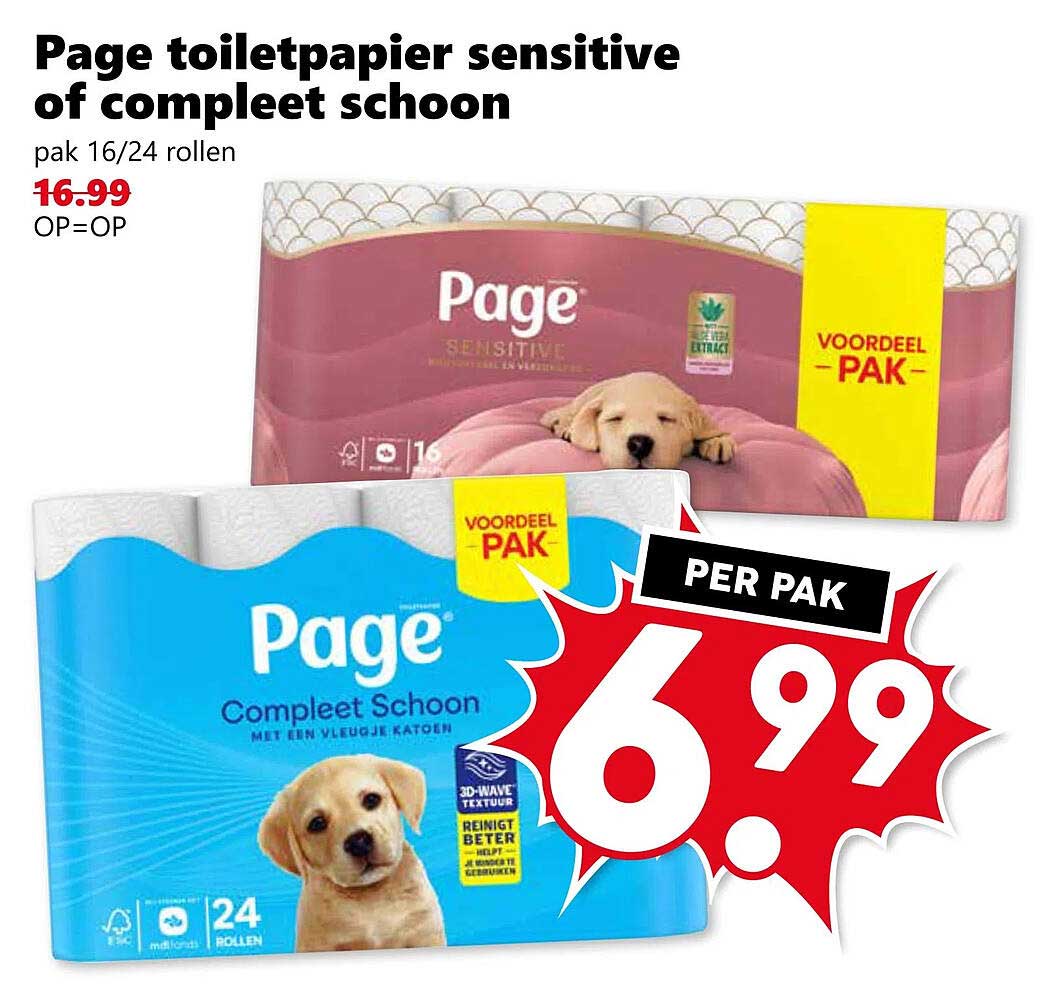 Page toiletpapier sensitive of compleet schoon