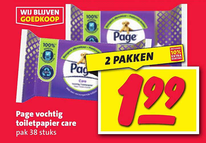 Page vochtige toiletpapier care pak 38 stuks