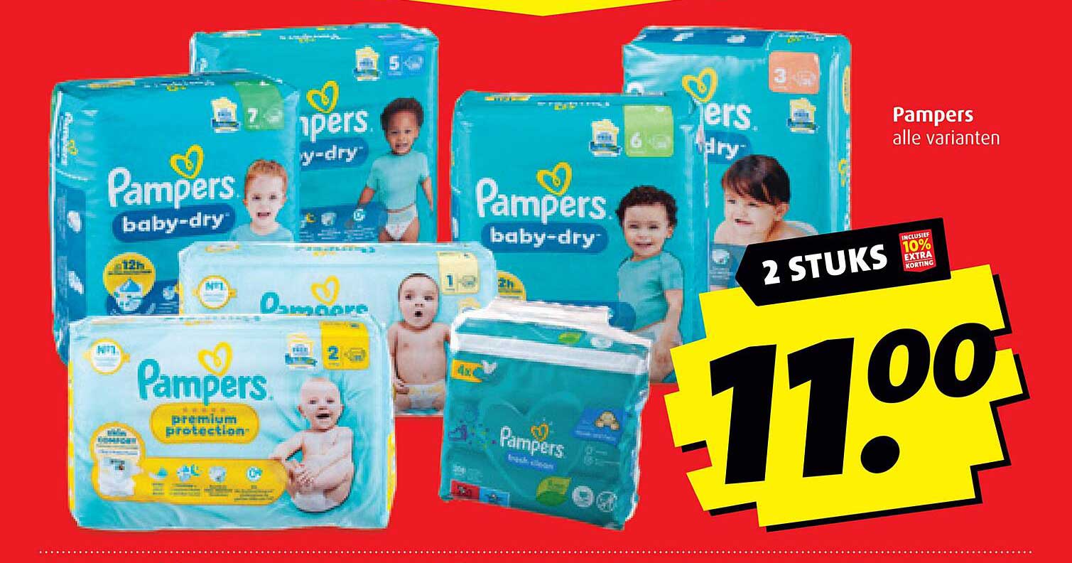 Pampers alle varianten 2 stuks voor 11,00