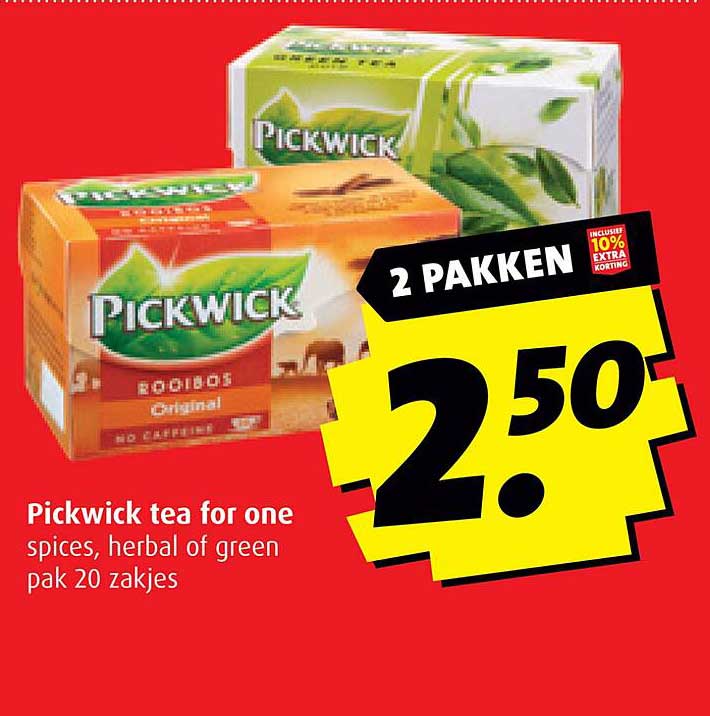 Pickwick tea for one spices, herbal of green pak 20 zakjes