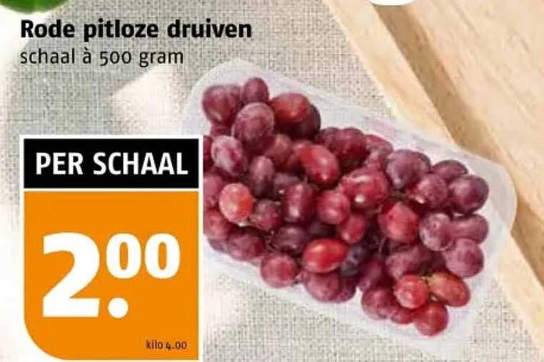 Rode pitloze druiven schaal à 500 gram
