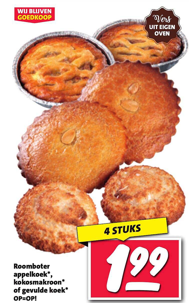 Roomboter appelkoek*, kokosmakroon* of gevulde koek* OP=OP!