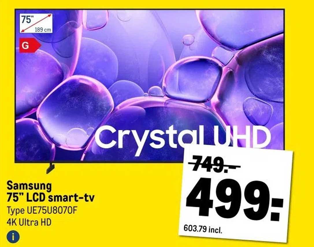 Samsung 75" LCD smart-tv Type UE75U8070F 4K Ultra HD