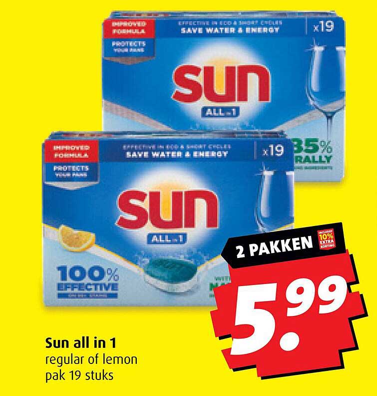 Sun all in 1 regular of lemon pak 19 stuks