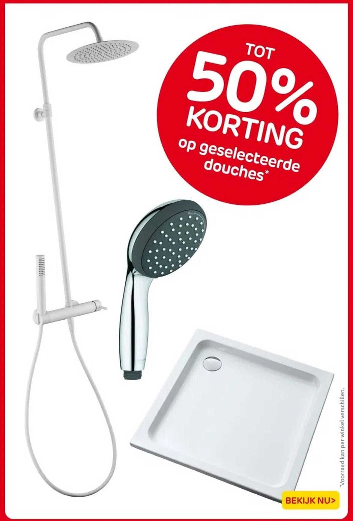 Tot 50% KORTING op geselecteerde douches*