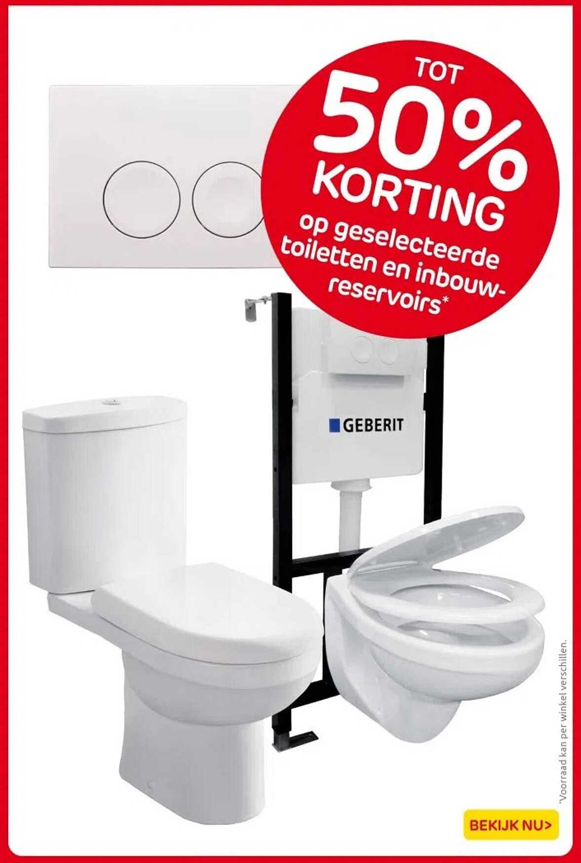 Tot 50% KORTING op geselecteerde toiletten en inbouw-reservoirs*