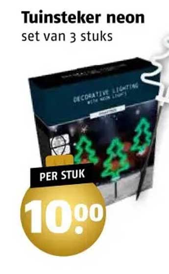 Tuinsteker neon set van 3 stuks