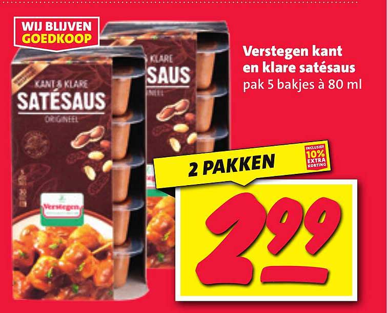 Verstegen kant en klare satésaus pak 5 bakjes à 80 ml