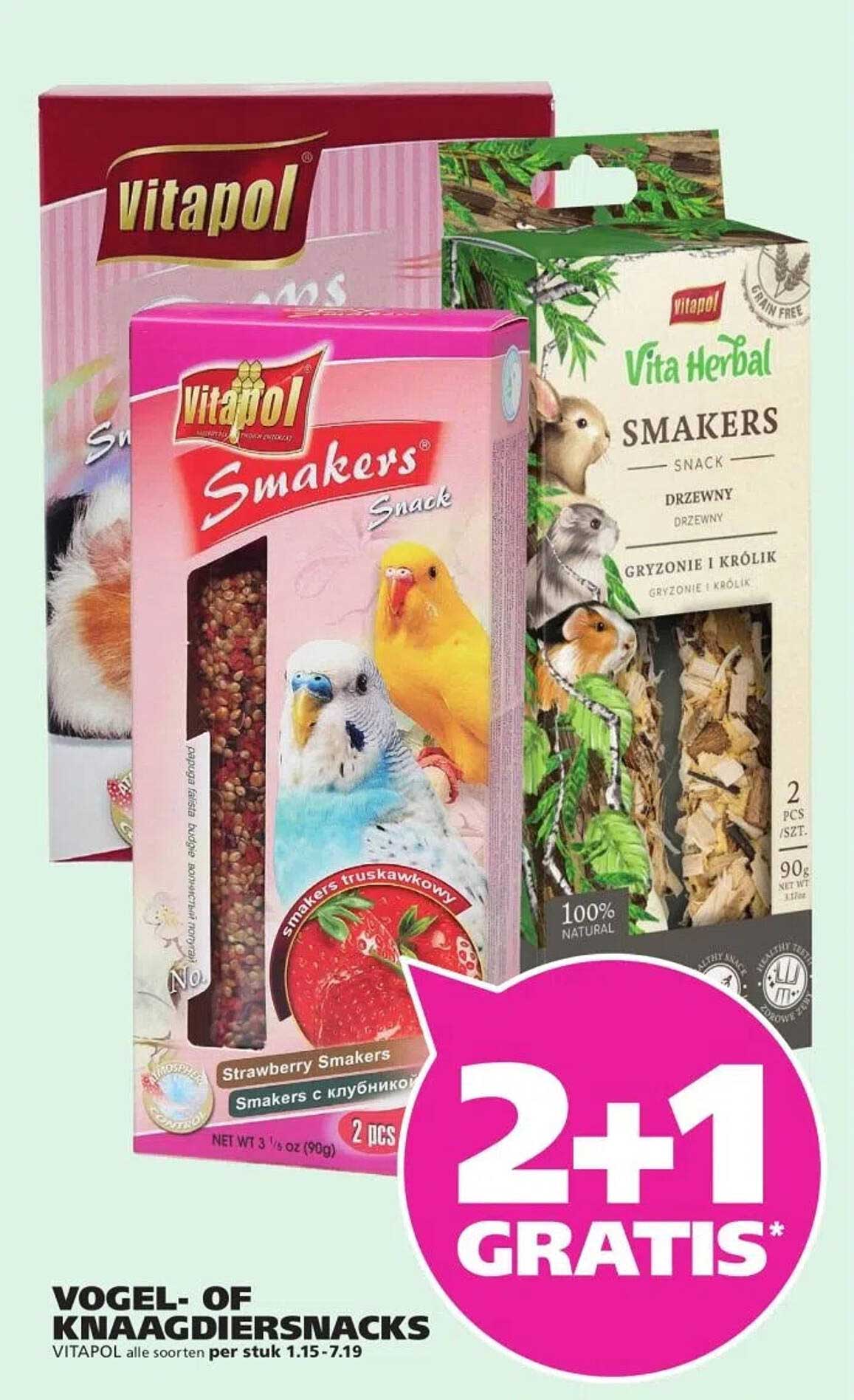 VOGEL- OF KNAAGDIERSNACKS VITAPOL alle soorten per stuk 1.15 - 7.19