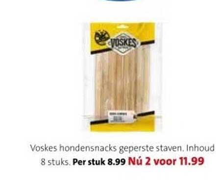 Voskes hondensnacks geperste staven. Inhoud 8 stuks.