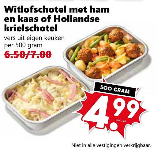 Witlofschotel met ham en kaas of Hollandse krielschotel