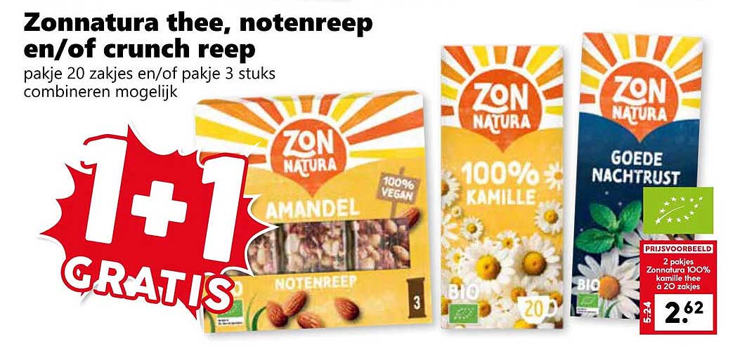 Zonnatura thee, notenreep en/of crunch reep