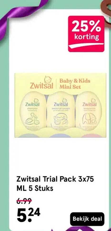 Zwitsal Trial Pack 3x75 ML 5 Stuks
