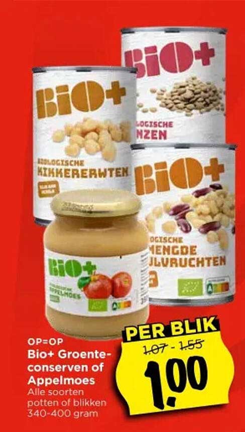 Bio+ Groenteconserven Of Appelmoes Aanbieding bij Vomar - FolderFeest.nl