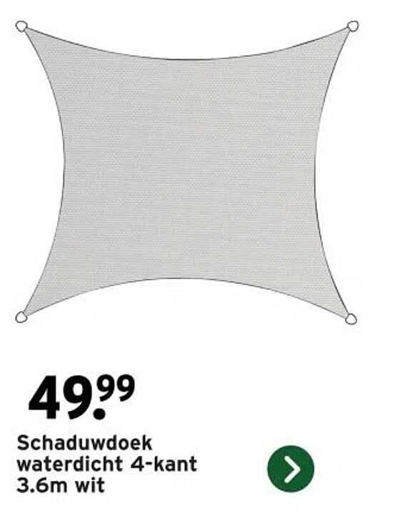 Schaduwdoek waterdicht 4-kant 3.6m wit