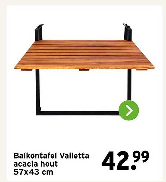 Balkontafel Valleta acacia hout 57x43 cm