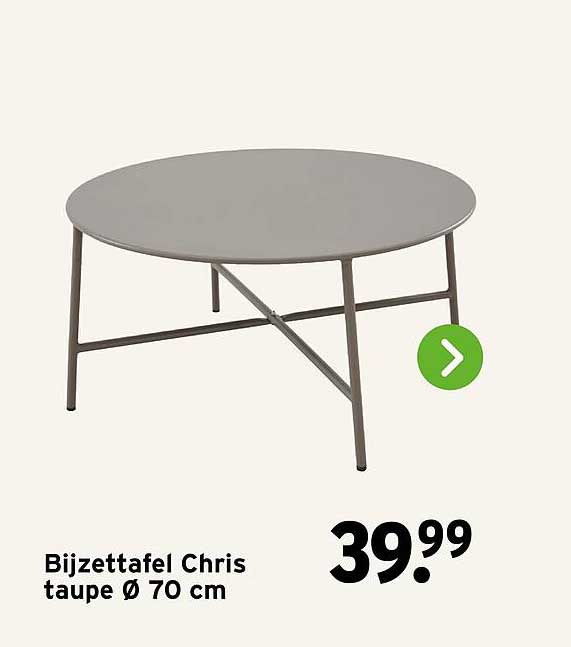Bijzettafel Chris taupe Ø 70 cm