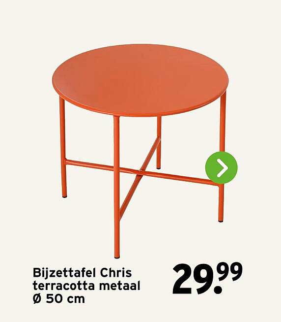 Bijzettafel Chris terracotta metaal Ø 50 cm
