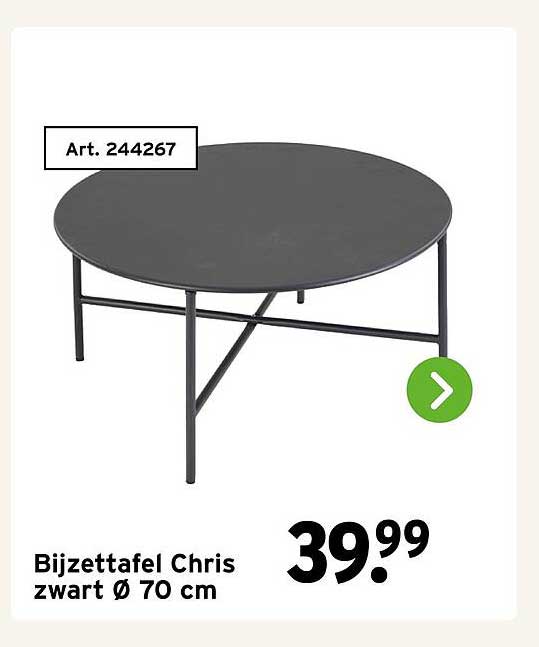 Bijzettafel Chris zwart Ø 70 cm