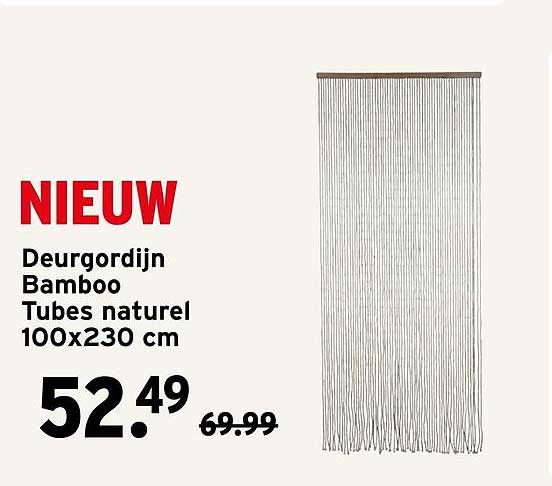 Deurgordijn Bamboo Tubes natuur 100x230 cm