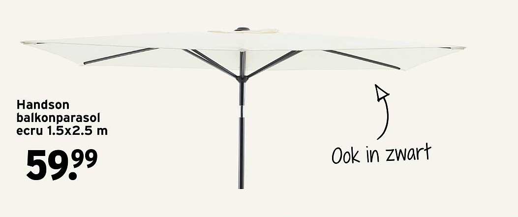Handson balkonparasol ecru 1.5x2.5 m