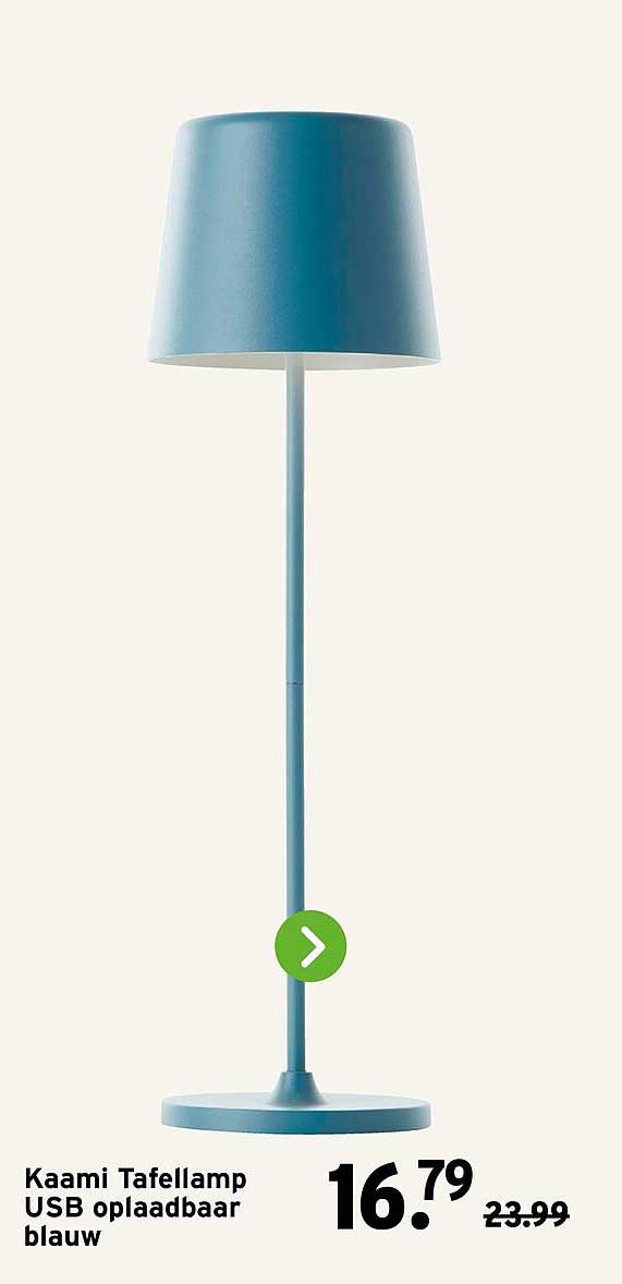 Kaami Tafellamp USB oplaadbaar blauw