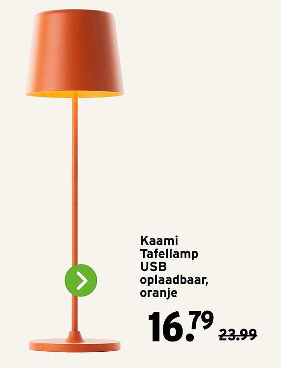 Kaami Tafellamp USB oplaadbaar, oranje