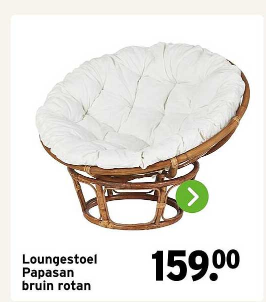 Loungestoel Papasan bruin rotan